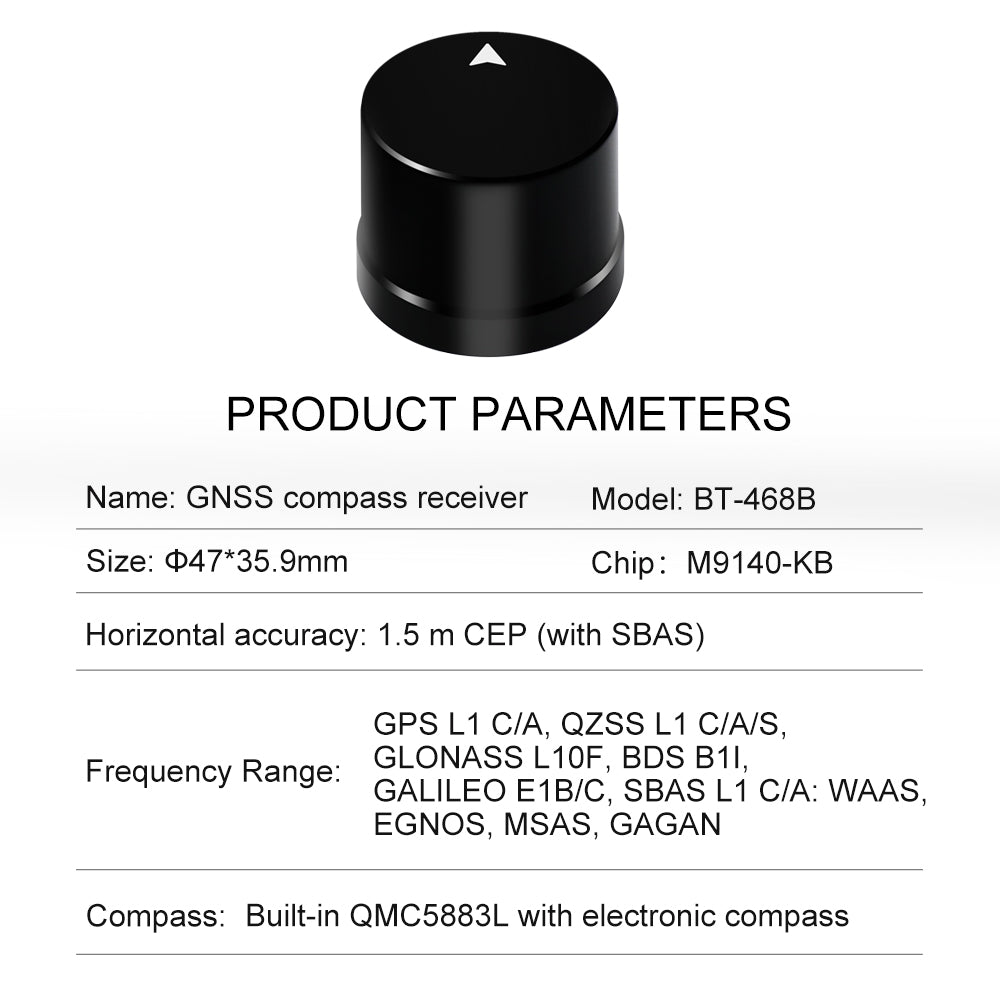 Beitian GNSS module receiver built-in compass QMC5883 GPS antenna integrated vehicle BT-468B Beitian GNSS module receiver built-in compass QMC5883 GPS antenna integrated vehicle BT-468B